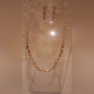 Elegant Gold and Pink Jewelry Set